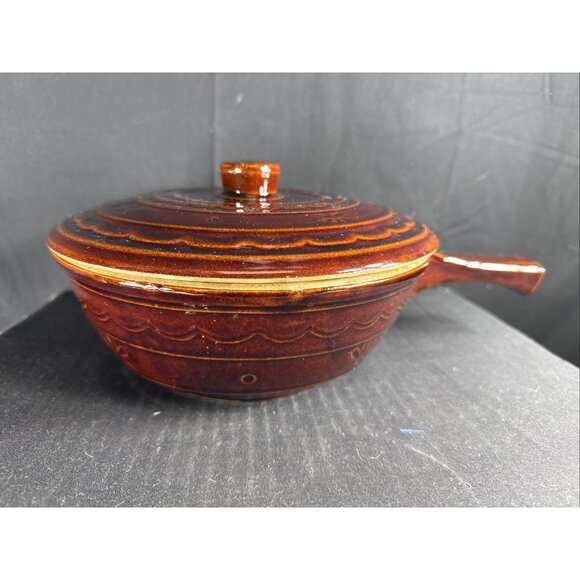 VTG Marcrest Daisy Dot 9" Ovenproof Stoneware Casserole Pot Dish w/ Handle & Lid - Picture 1 of 8